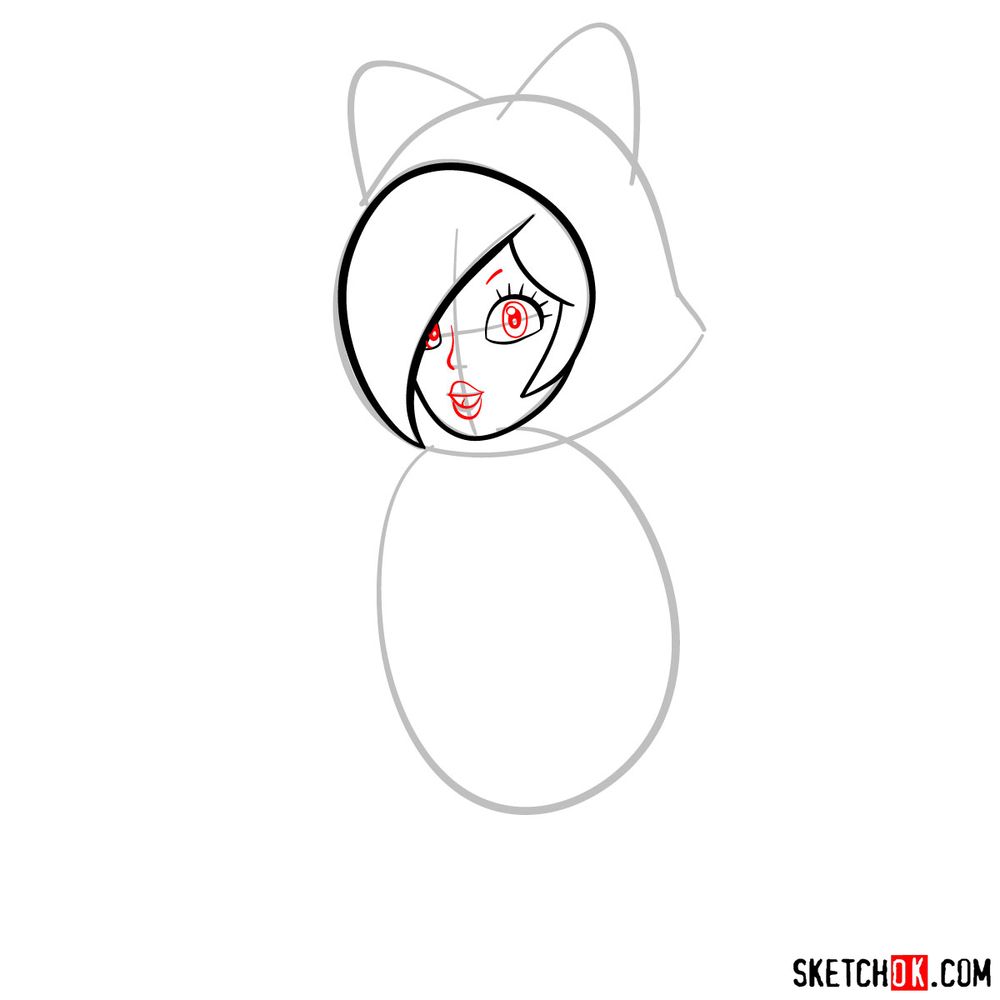 How to draw cat Rosalina - step 06