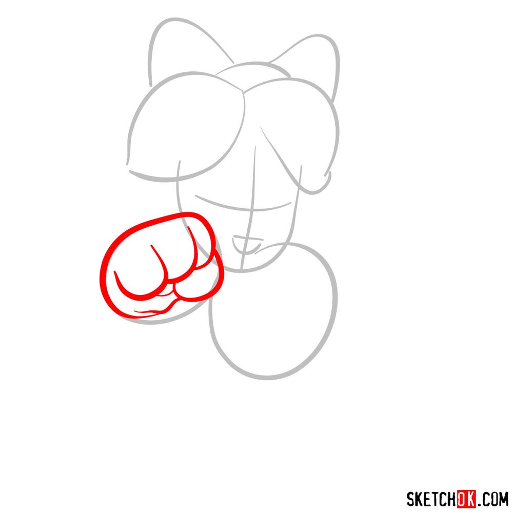 How to draw cat Princess Daisy - step 03