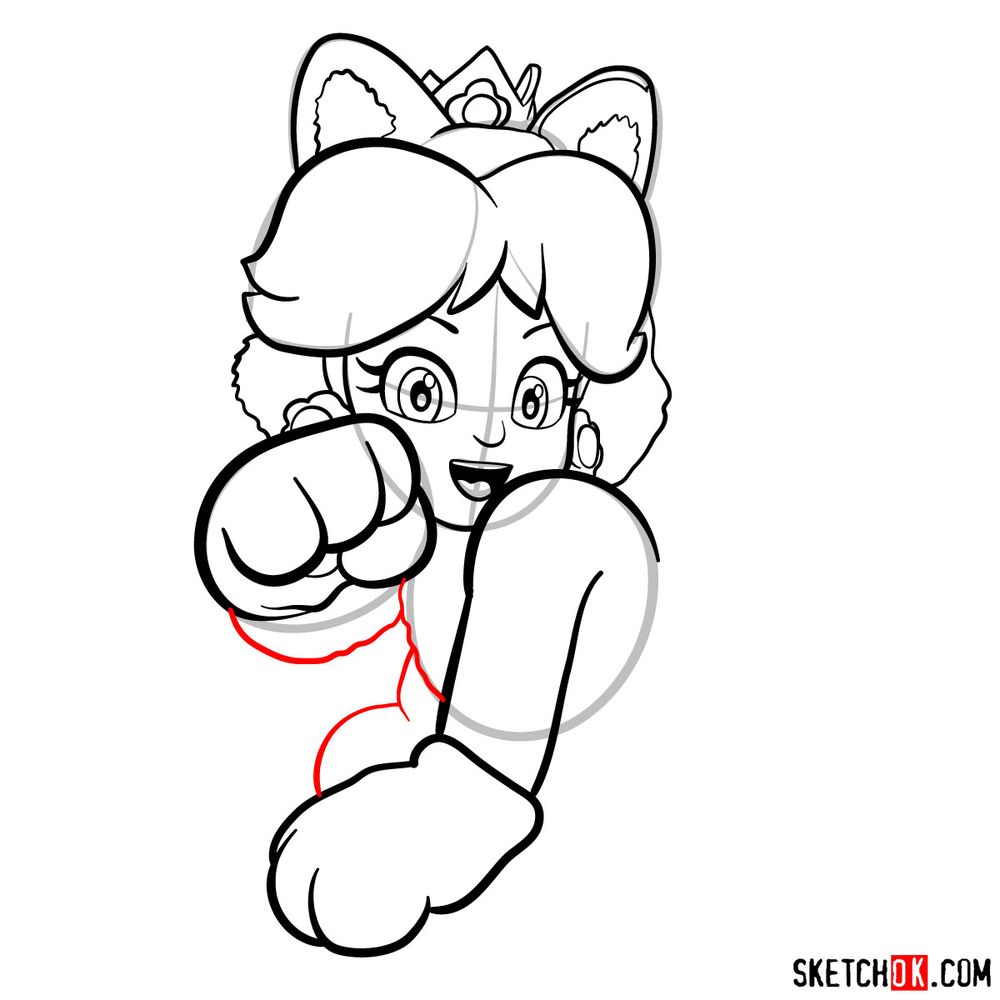 How to draw cat Princess Daisy - step 11
