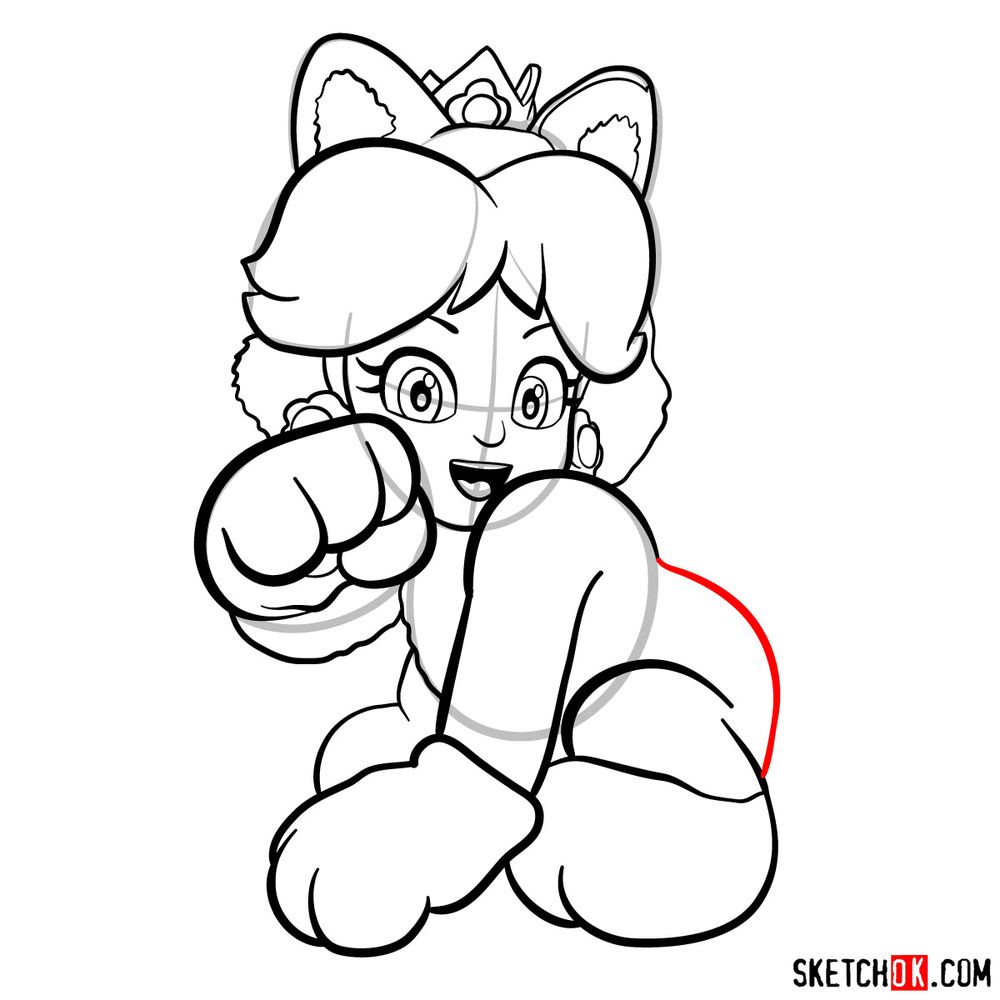 How to draw cat Princess Daisy - step 13