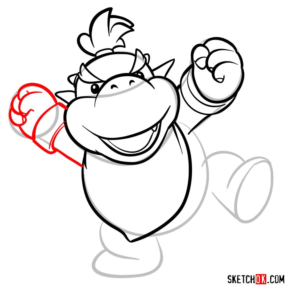 How to draw Bowser Jr. (Super Mario games) - Sketchok easy drawing guides