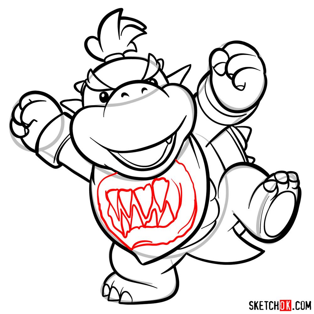 How to draw Bowser Jr. - step 13