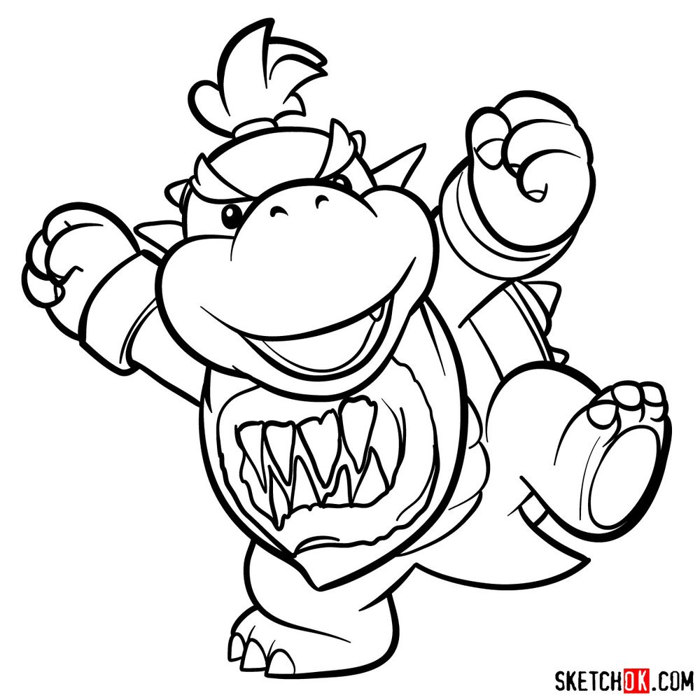 How to draw Bowser Jr. - step 14