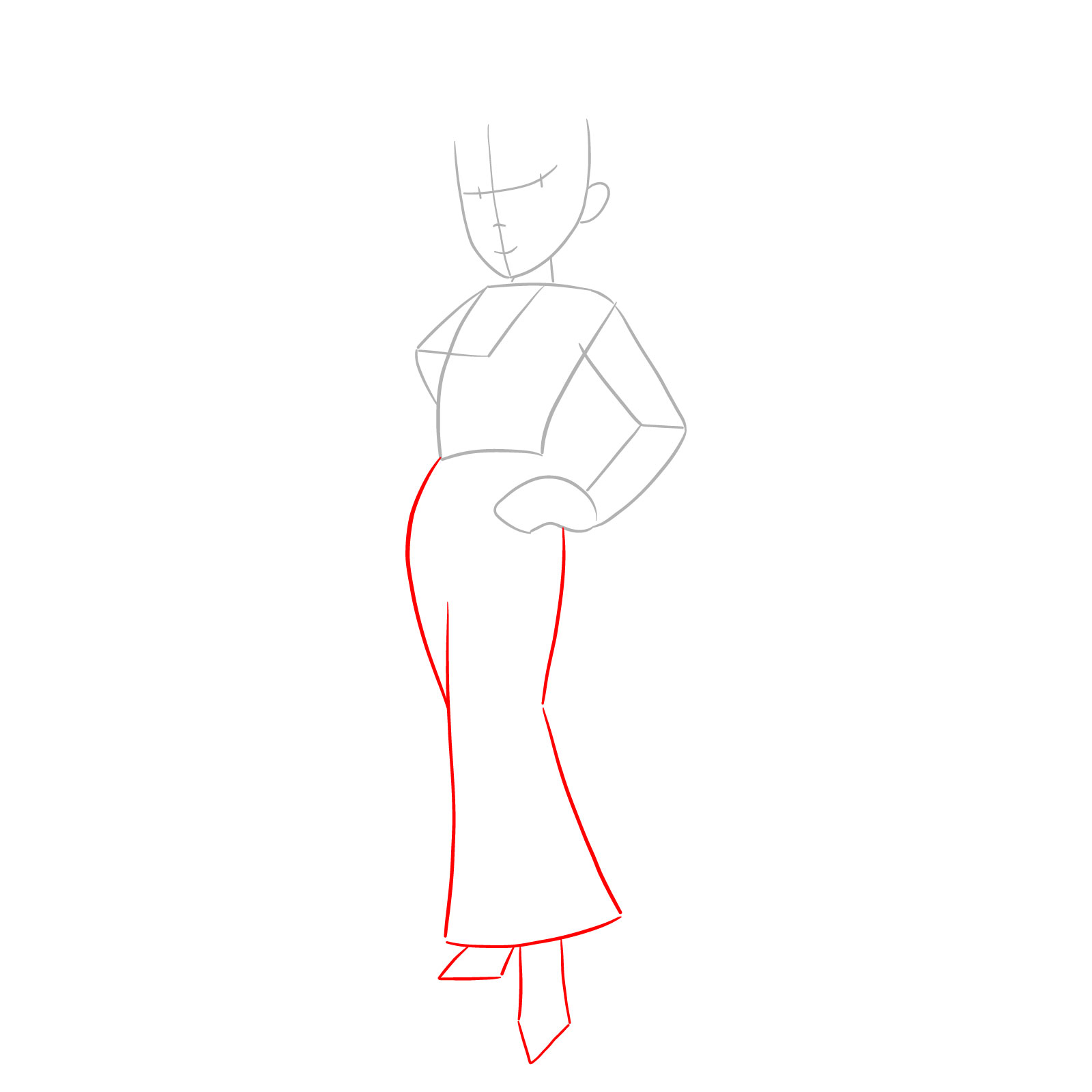 How to draw Pauline (Marion games) - step 03