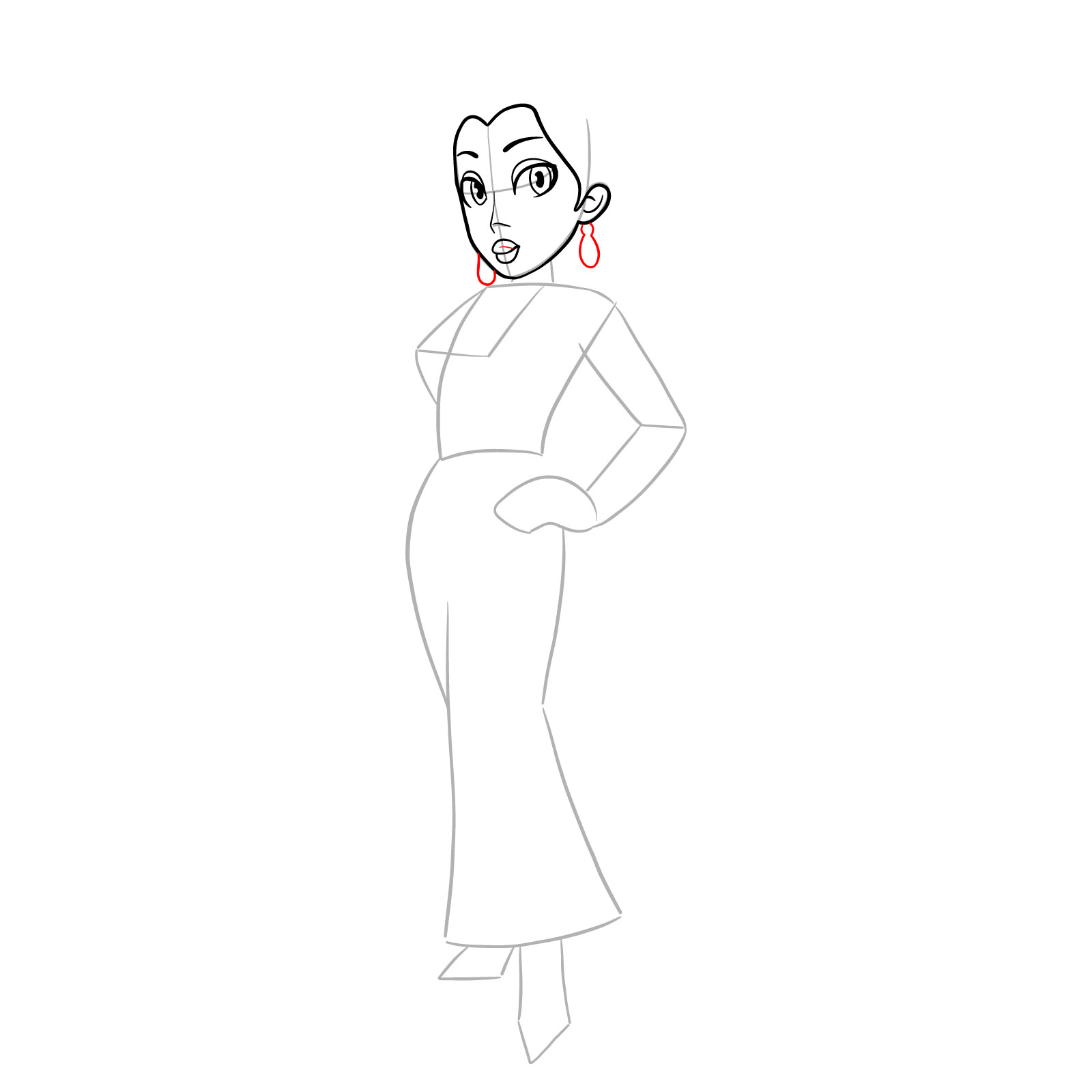 How to draw Pauline (Marion games) - step 11