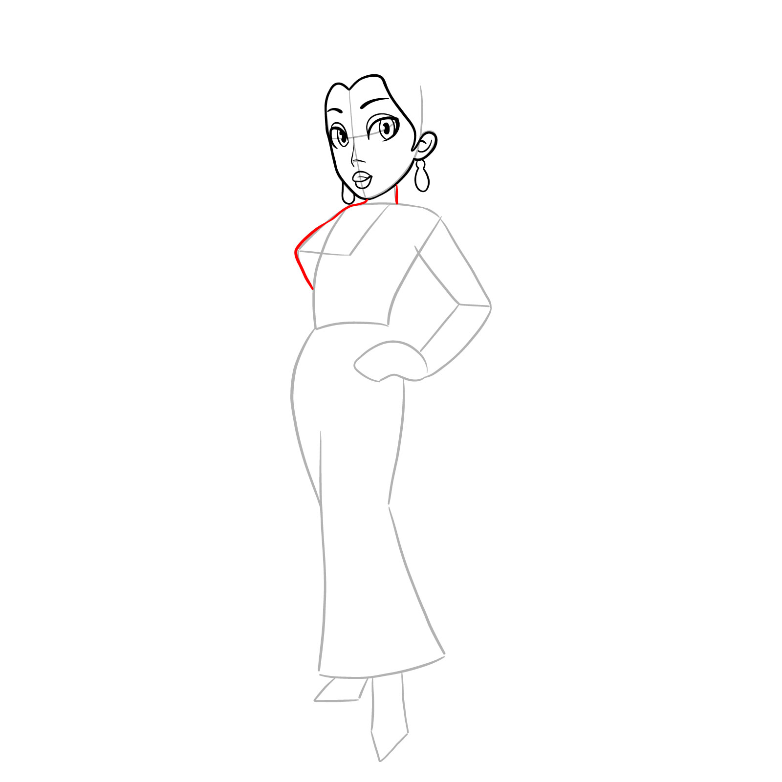 How to draw Pauline (Marion games) - step 12