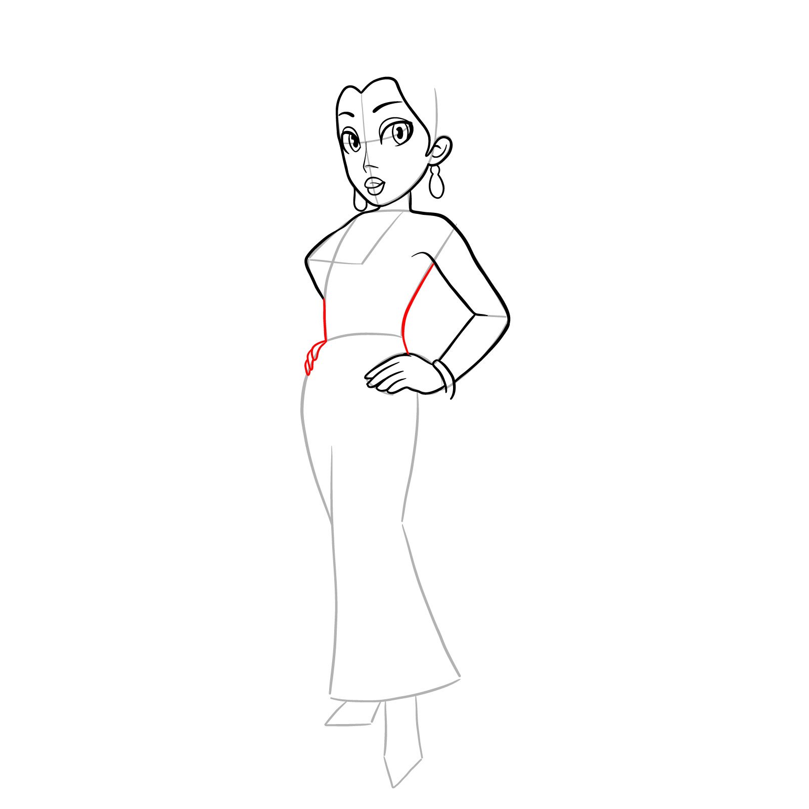 How to draw Pauline (Marion games) - step 16