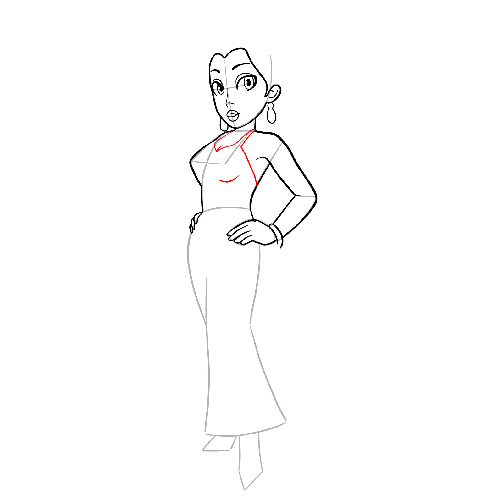 How to draw Pauline (Marion games) - step 17
