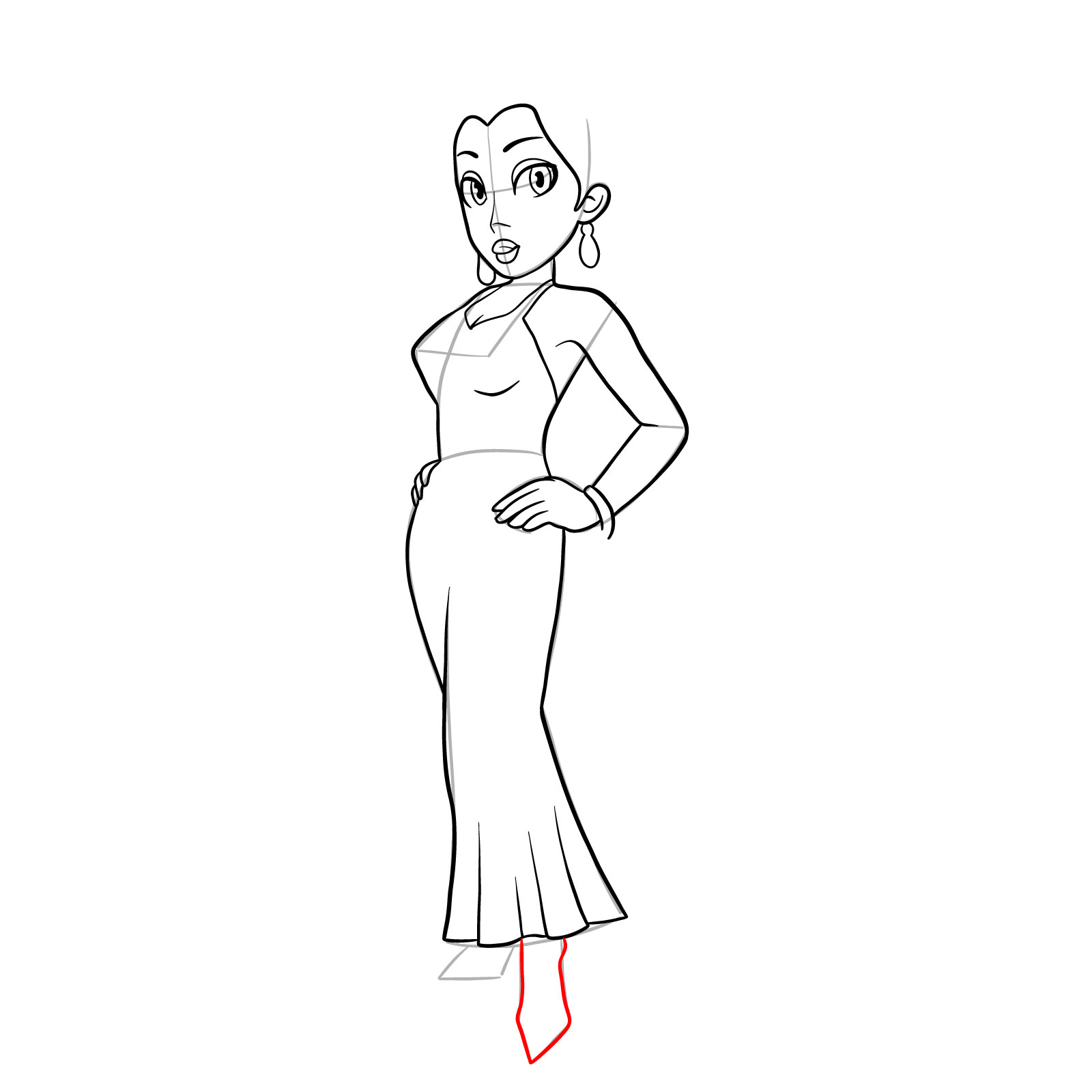 How to draw Pauline (Marion games) - step 21
