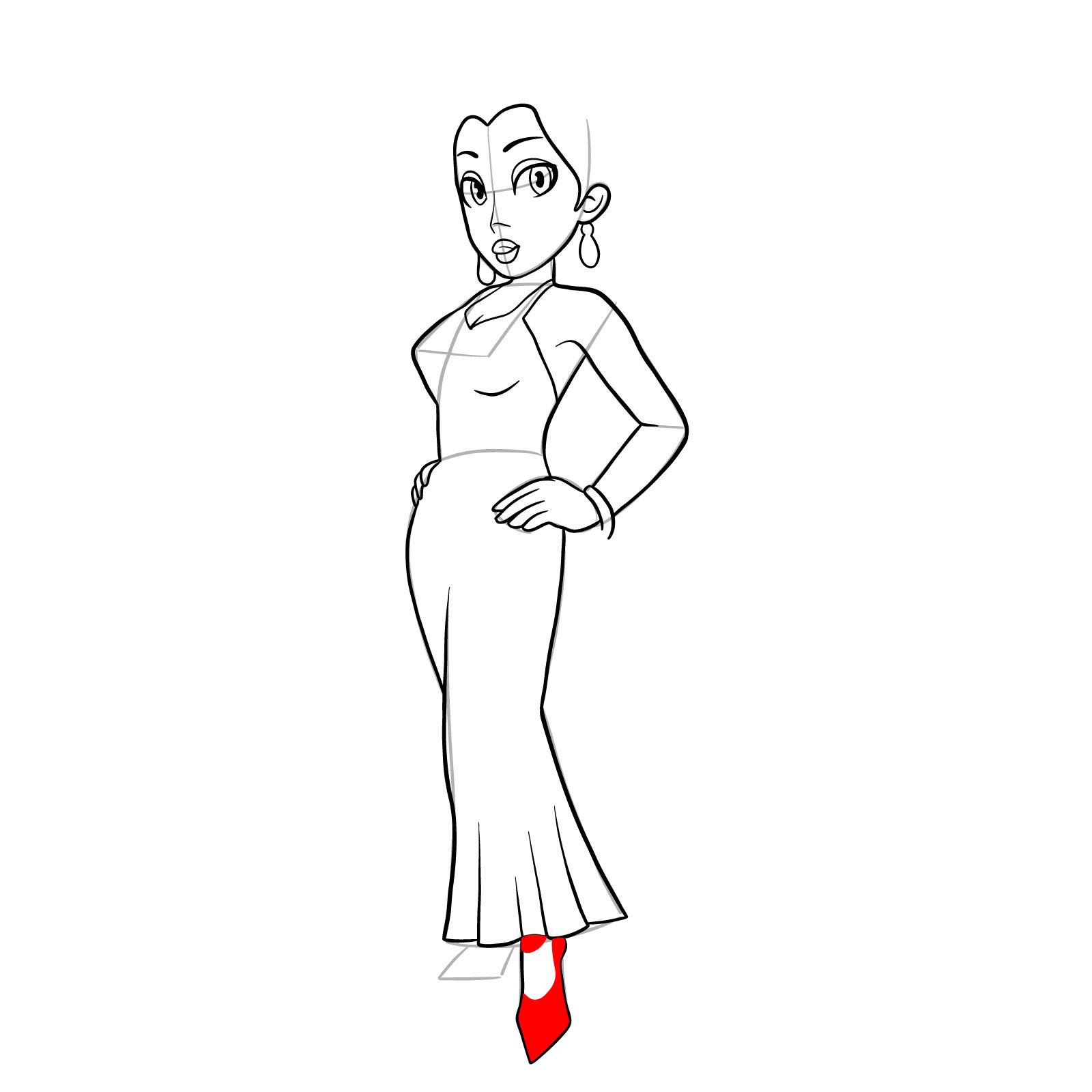 How to draw Pauline (Marion games) - step 22