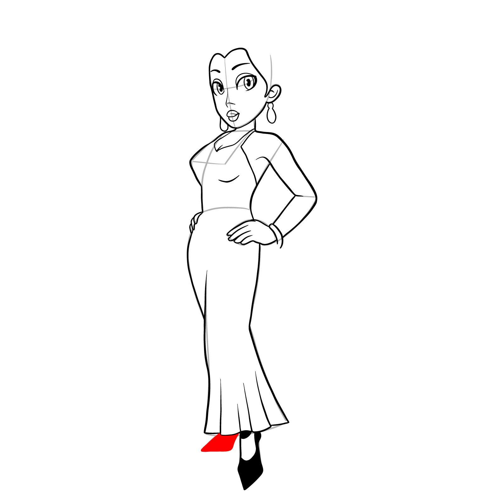 How to draw Pauline (Marion games) - step 23