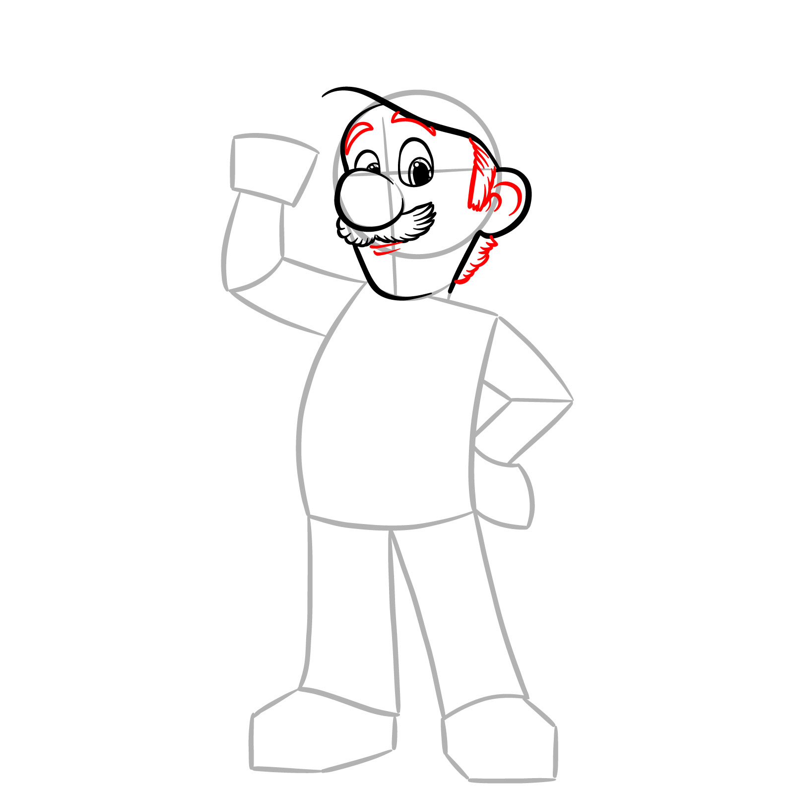 How to Draw Luigi Movie Version - step 08
