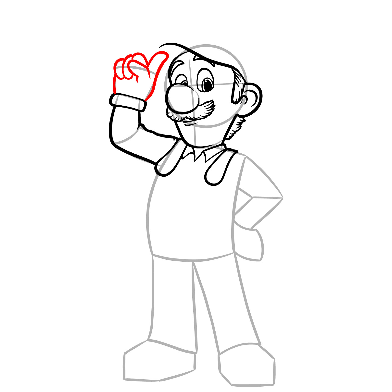 How to Draw Luigi Movie Version - step 11