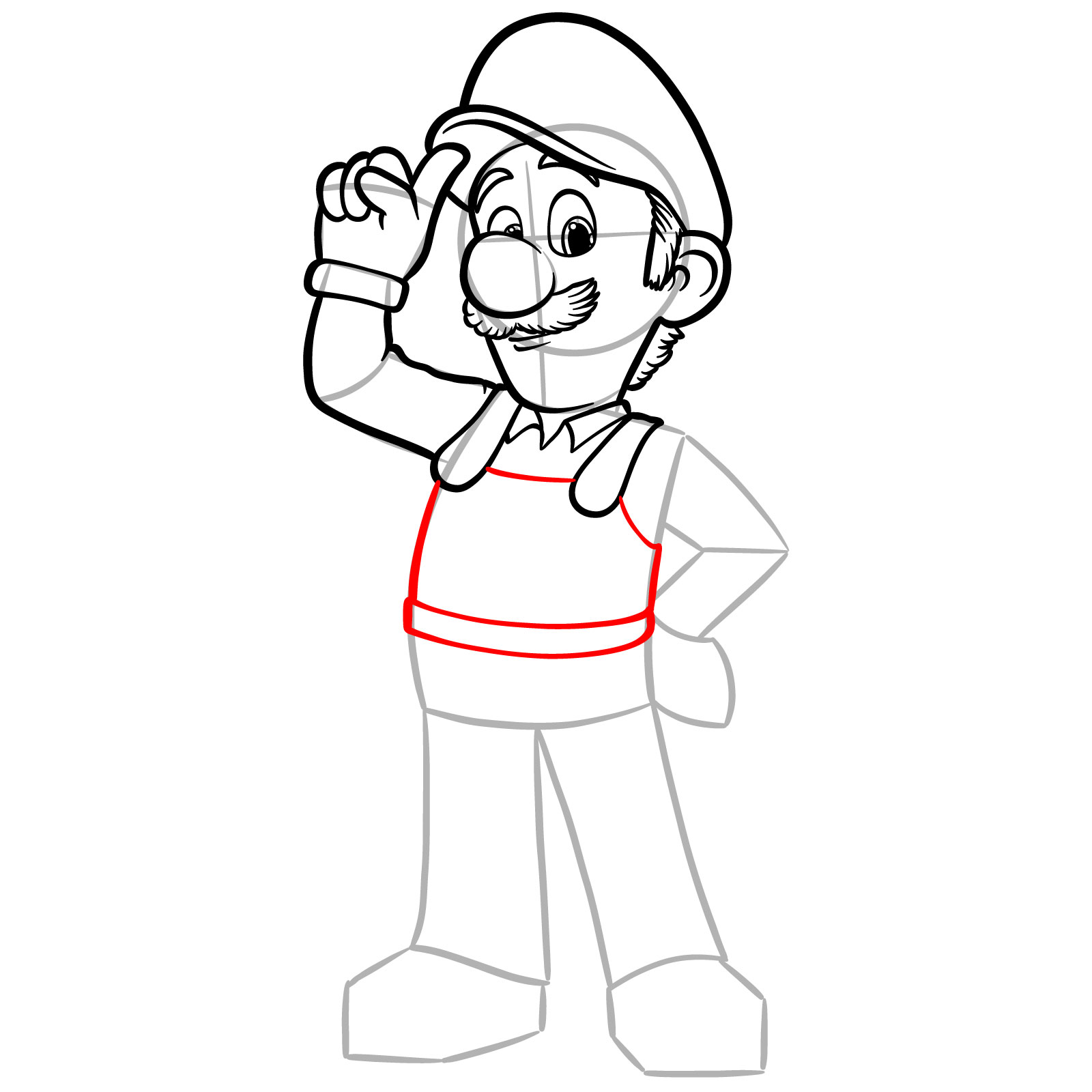 How to Draw Luigi Movie Version - step 13