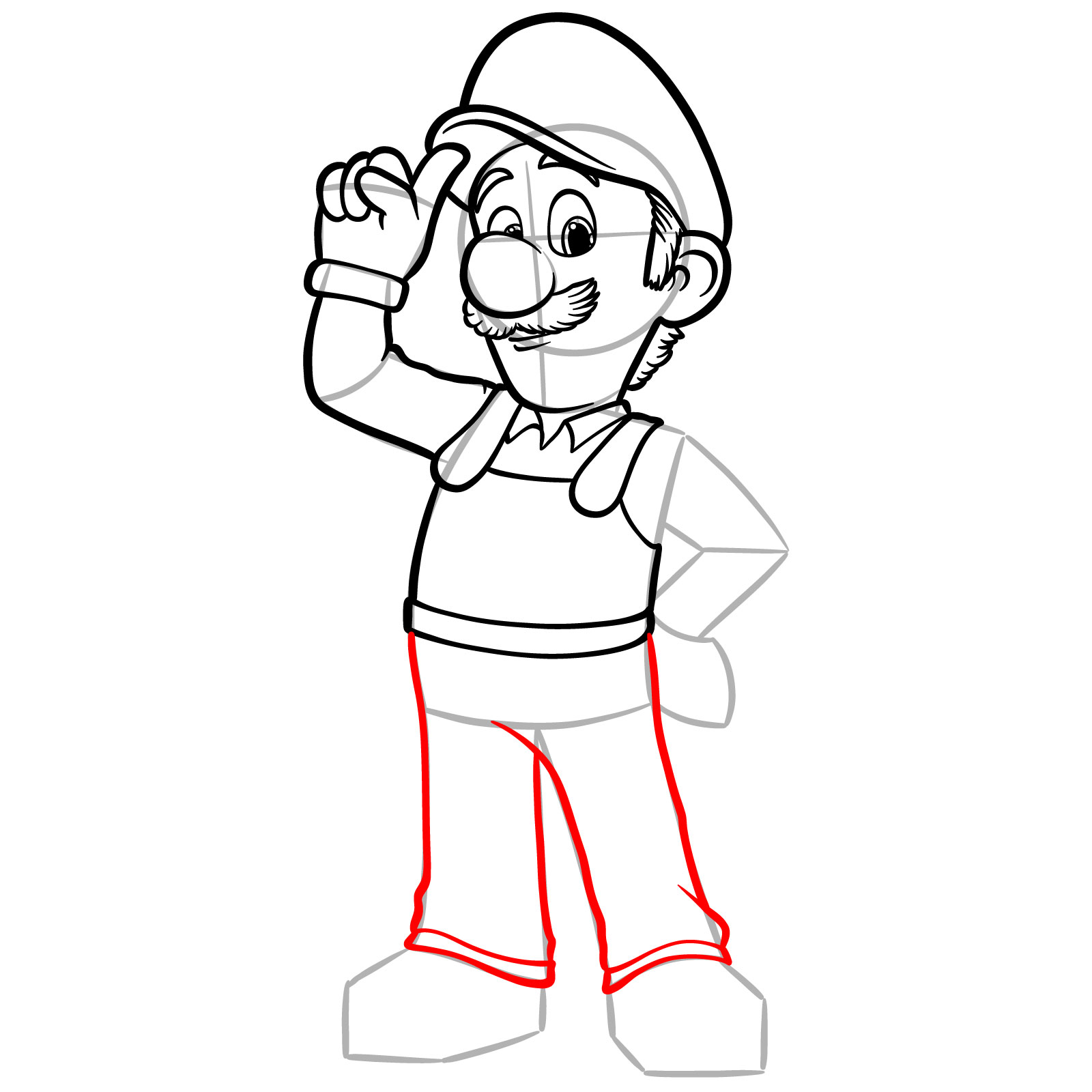 How to Draw Luigi Movie Version - step 14