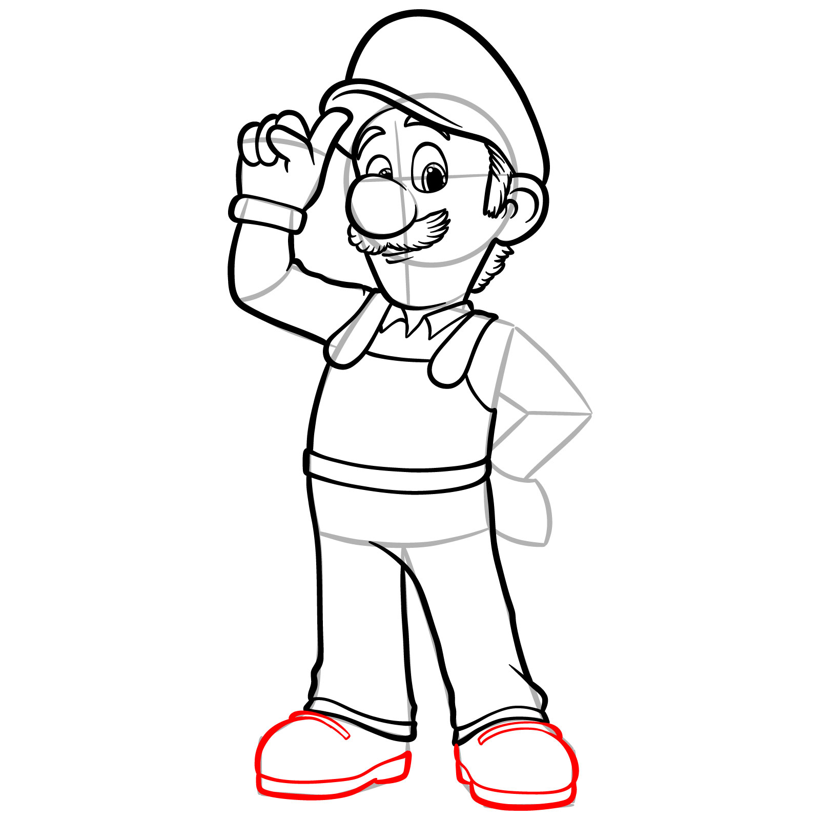 How to Draw Luigi Movie Version - step 15