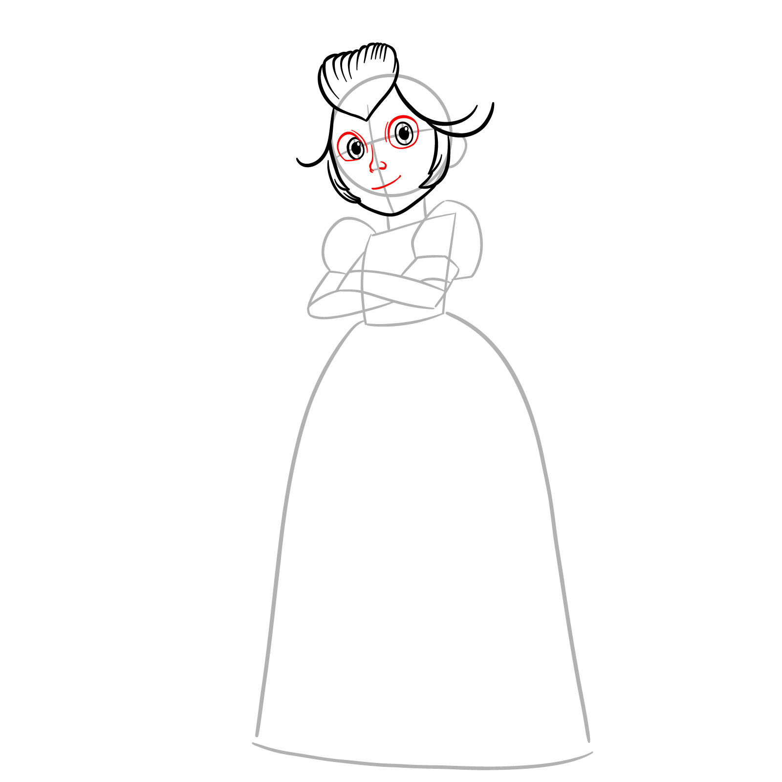 How to Draw Princess Peach from The Movie - step 06
