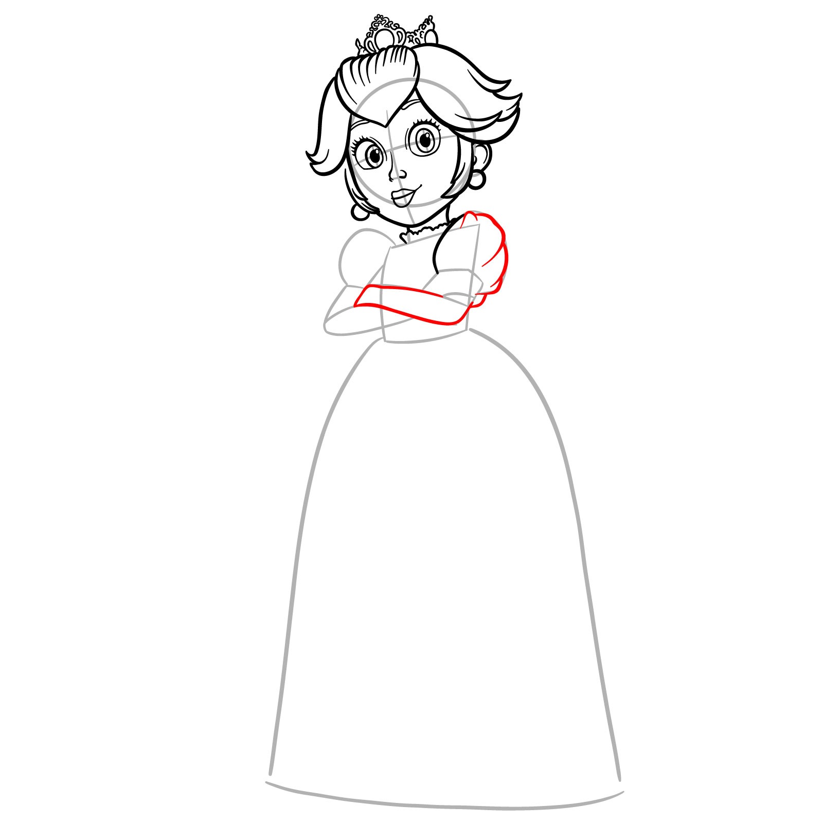 How to Draw Princess Peach from The Movie - step 12