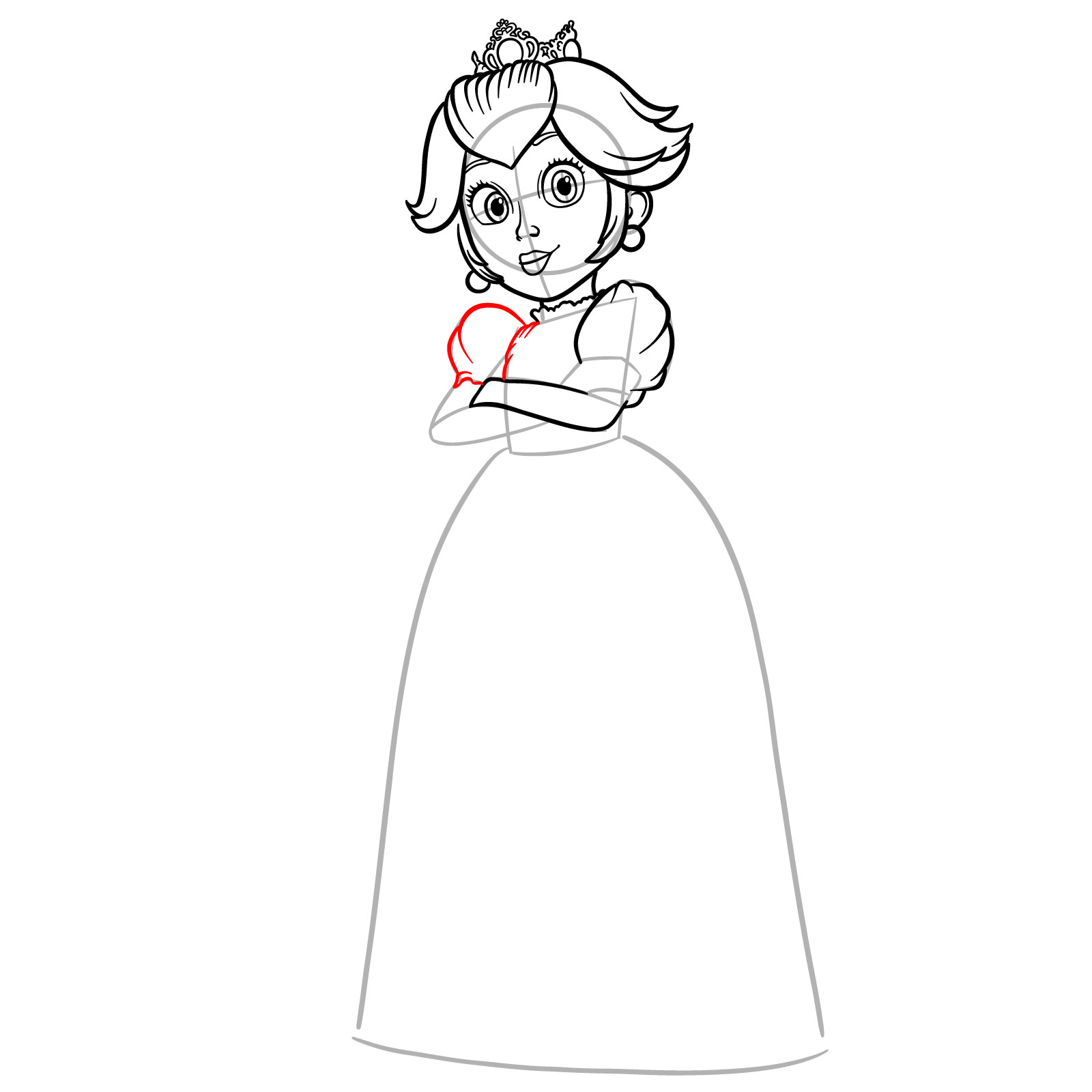 How to Draw Princess Peach from The Movie - step 13