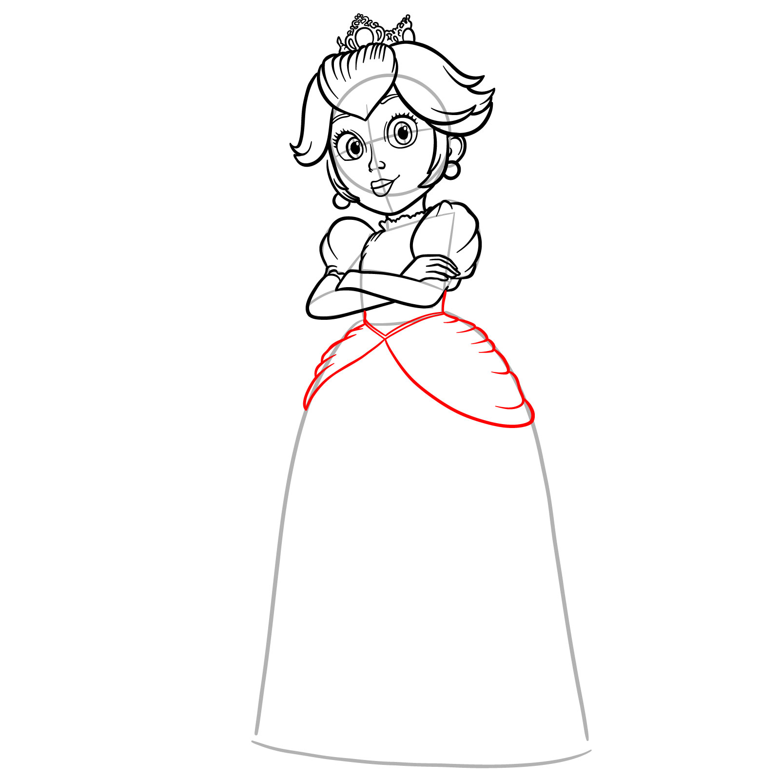 How to Draw Princess Peach from The Movie - step 15