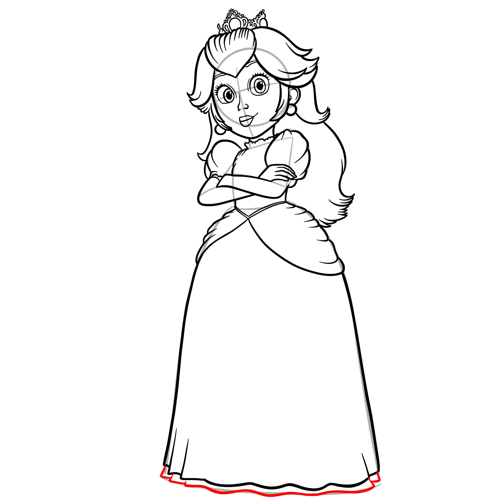 How to Draw Princess Peach from The Movie - step 18