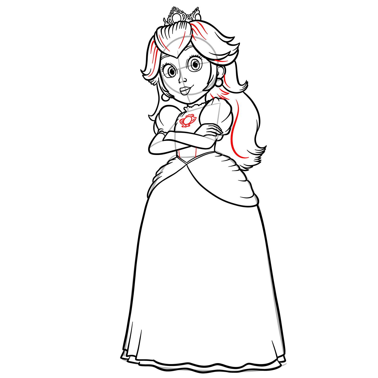 How to Draw Princess Peach from The Movie - step 19