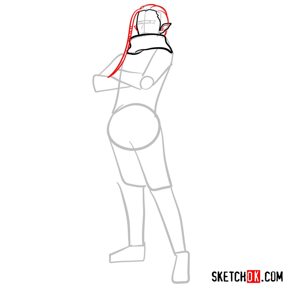 How to draw Impa from The Legend of Zelda game - step 05