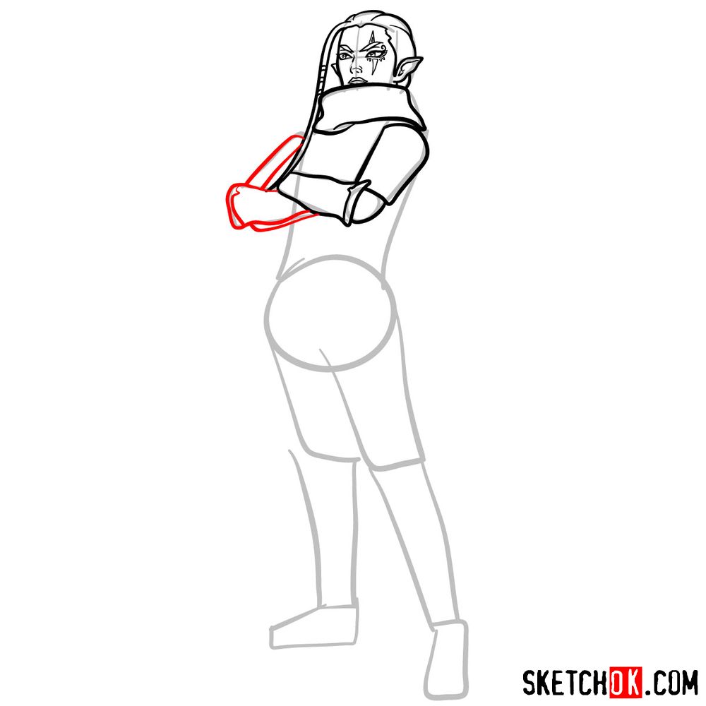How to draw Impa from The Legend of Zelda game - step 09