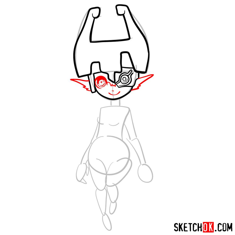 How to draw Midna from The Legend of Zelda game - step 05