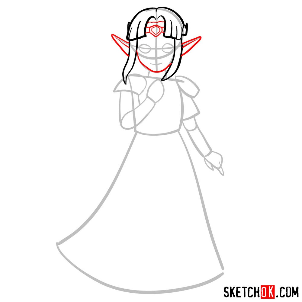 How to draw Princess Zelda (A Link to the Past) - step 04