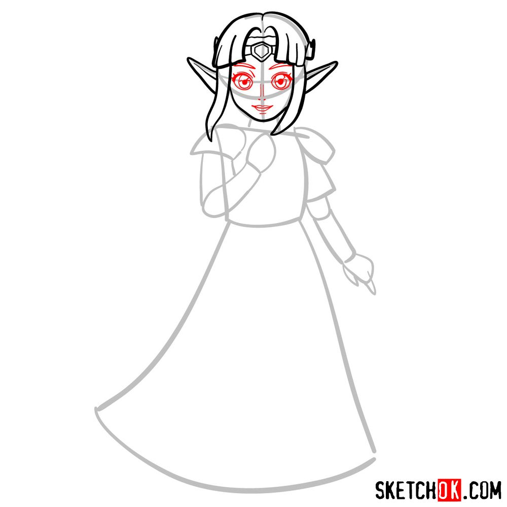 How to draw Princess Zelda (A Link to the Past) - step 05