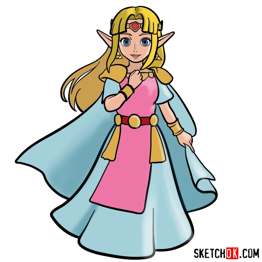 How to draw Princess Zelda (A Link to the Past)