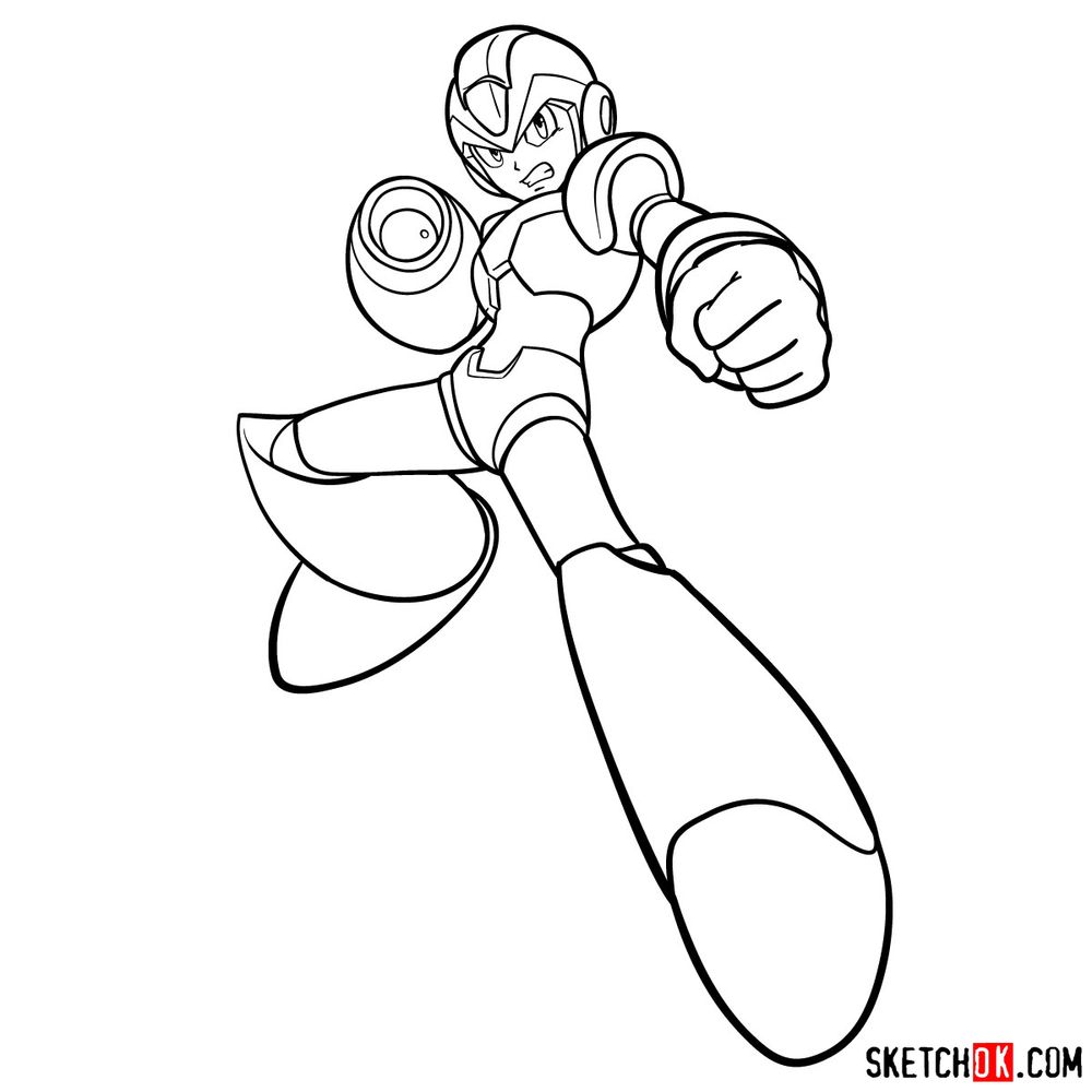 How to draw Mega Man in 18 steps Sketchok easy drawing guides drawing