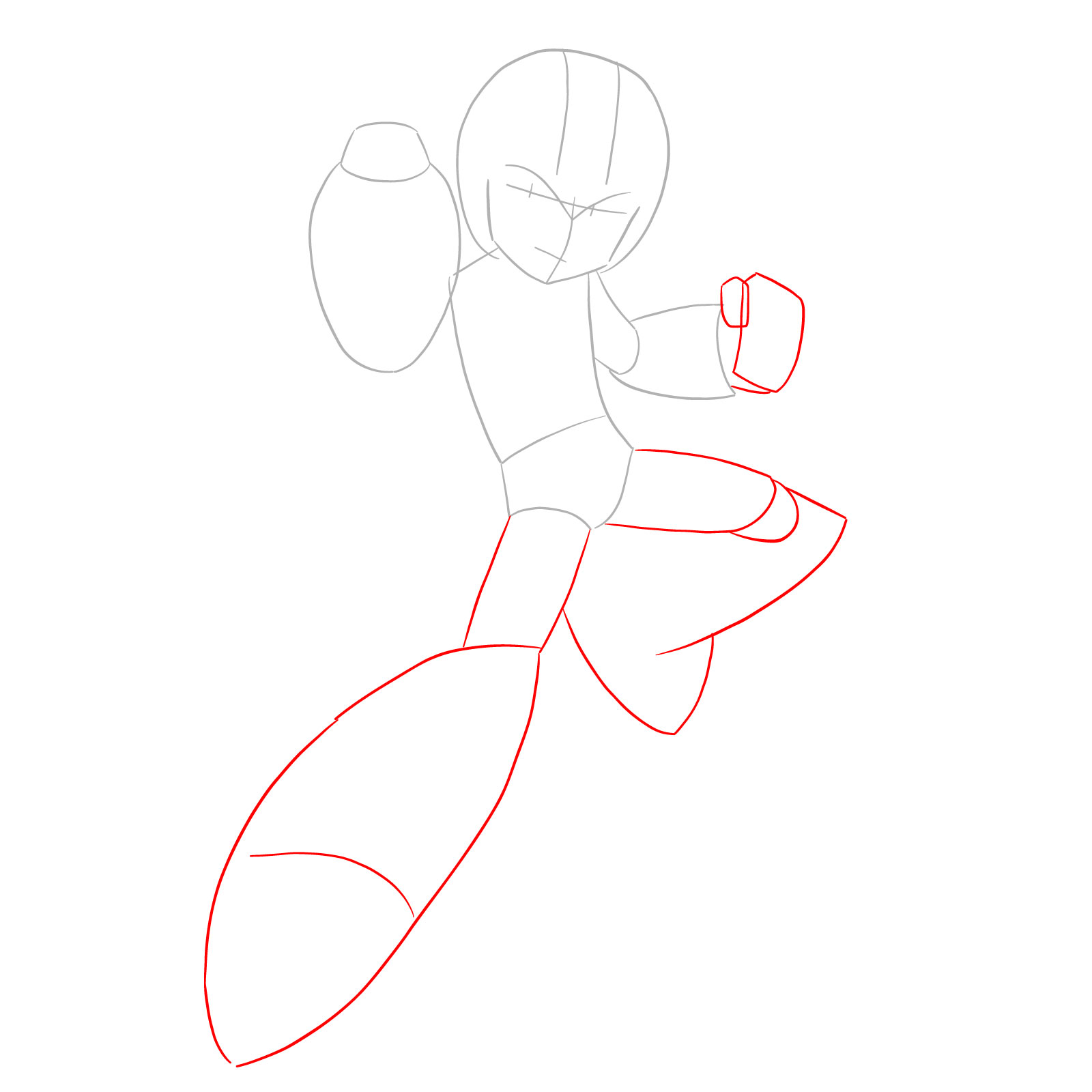 How to draw Mega Man from the 11th game - step 03