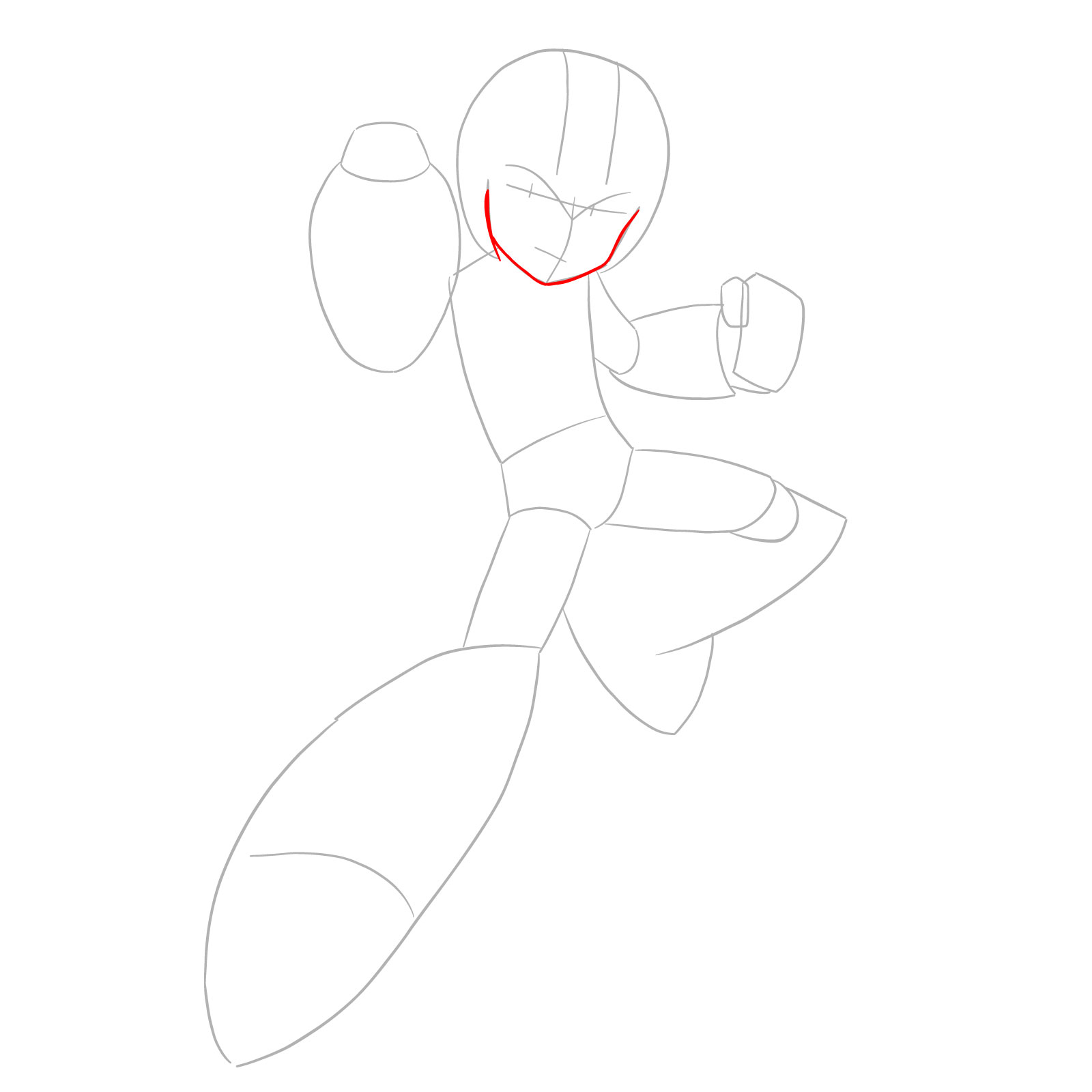 How to draw Mega Man from the 11th game - step 04