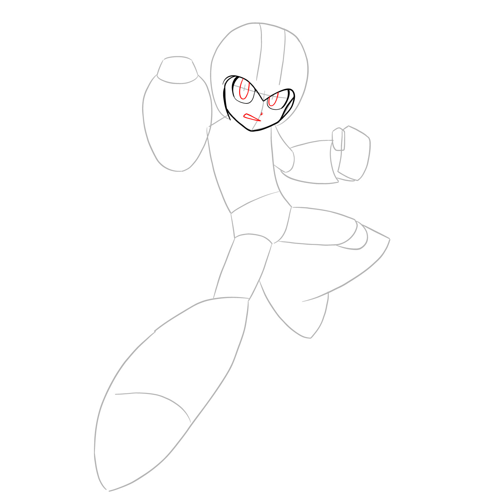How to draw Mega Man from the 11th game - step 07