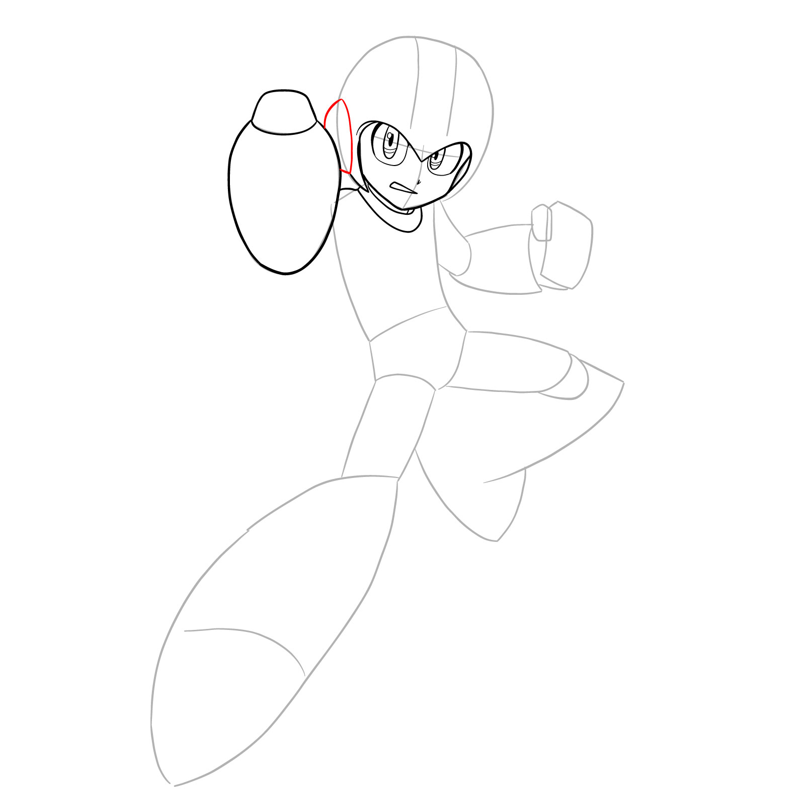 How to draw Mega Man from the 11th game - step 12