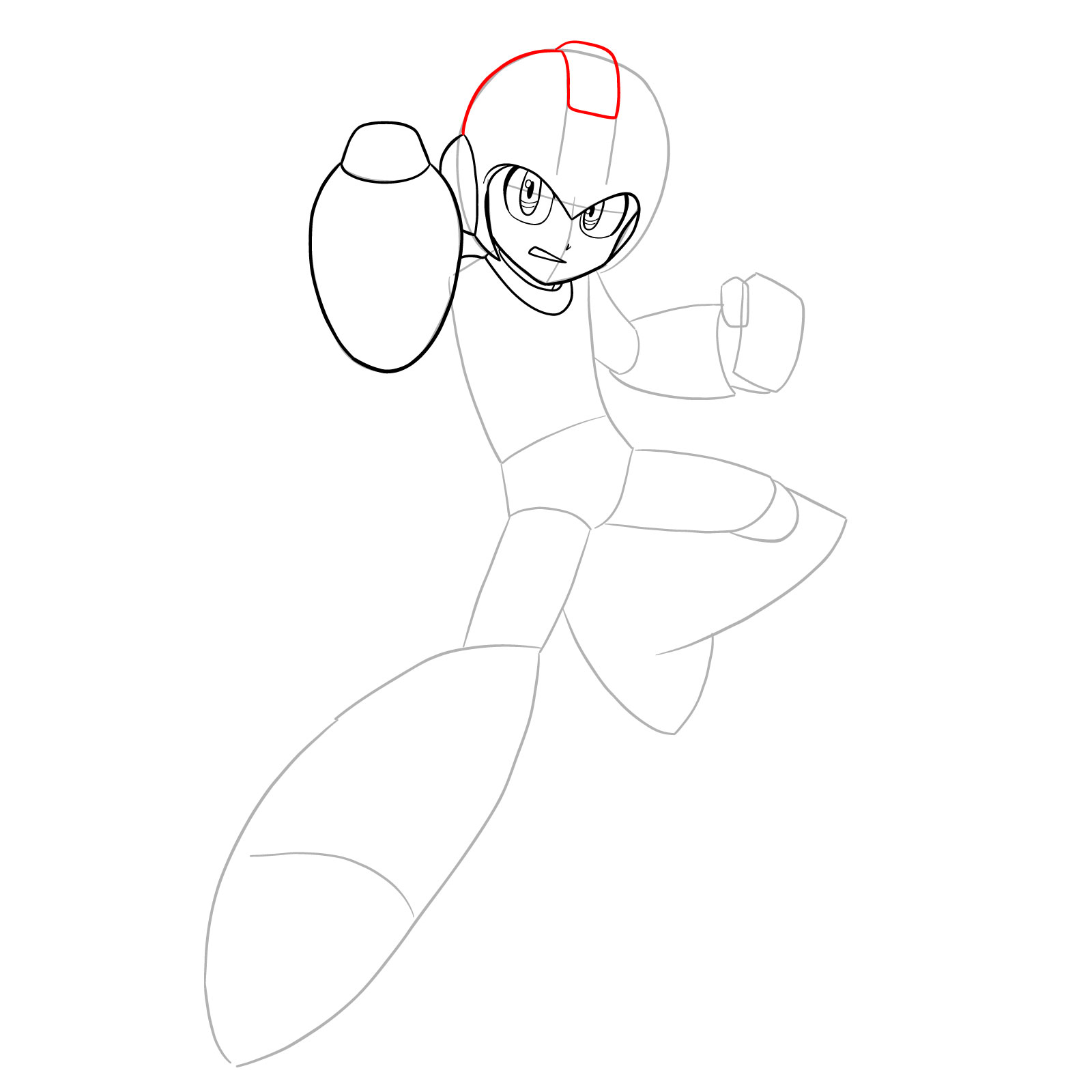 How to draw Mega Man from the 11th game - step 13