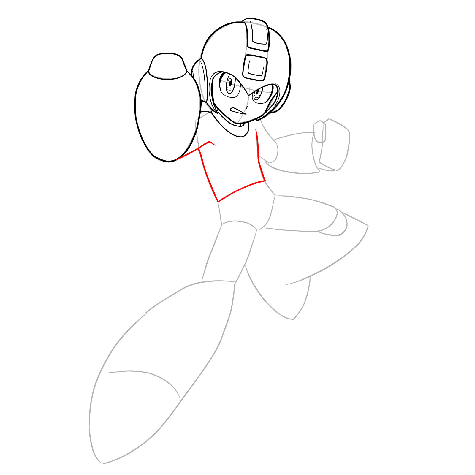 How to draw Mega Man from the 11th game - step 16