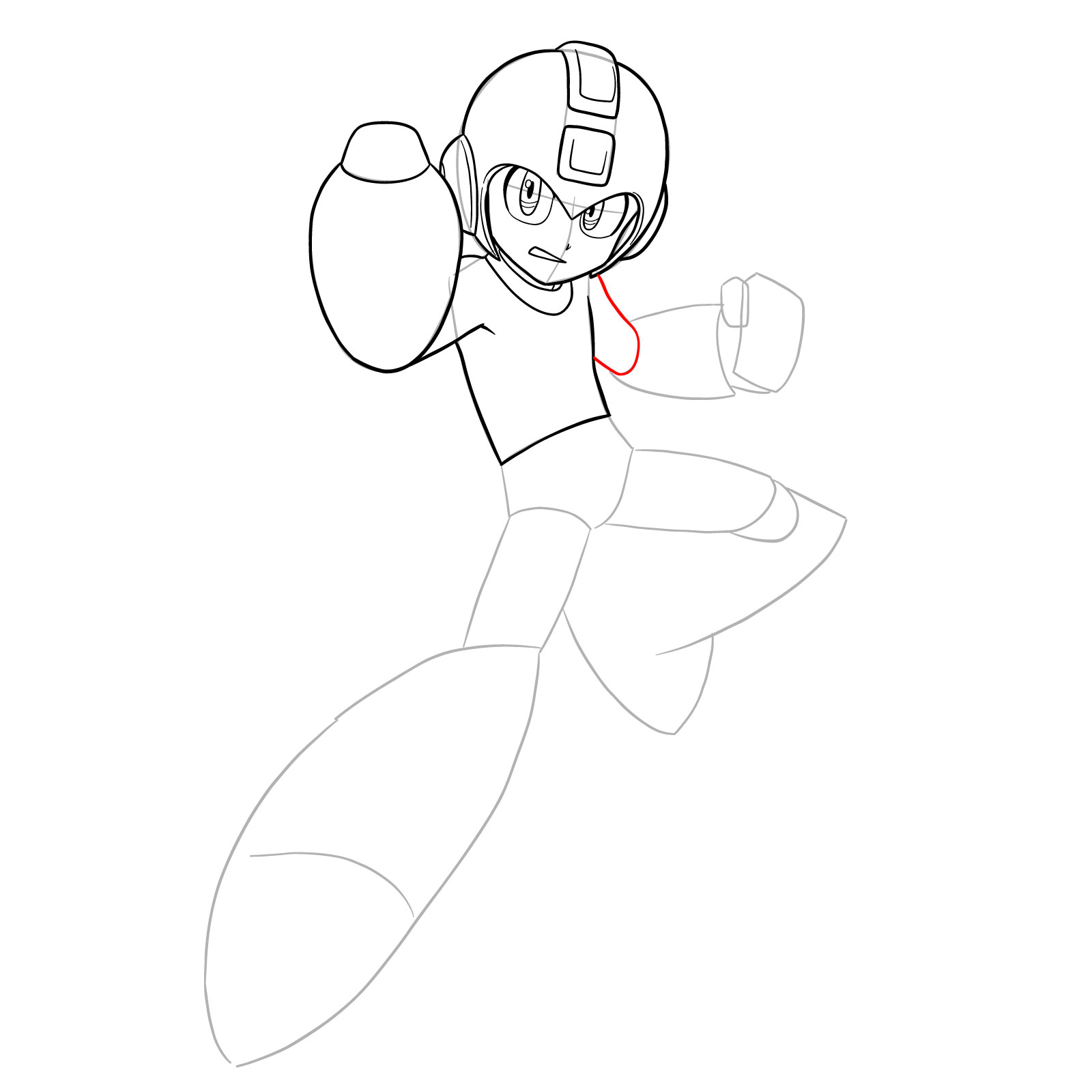 How to draw Mega Man from the 11th game - step 17