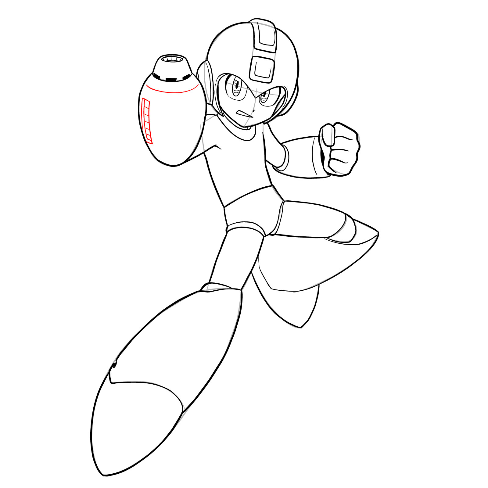 How to draw Mega Man from the 11th game - step 30