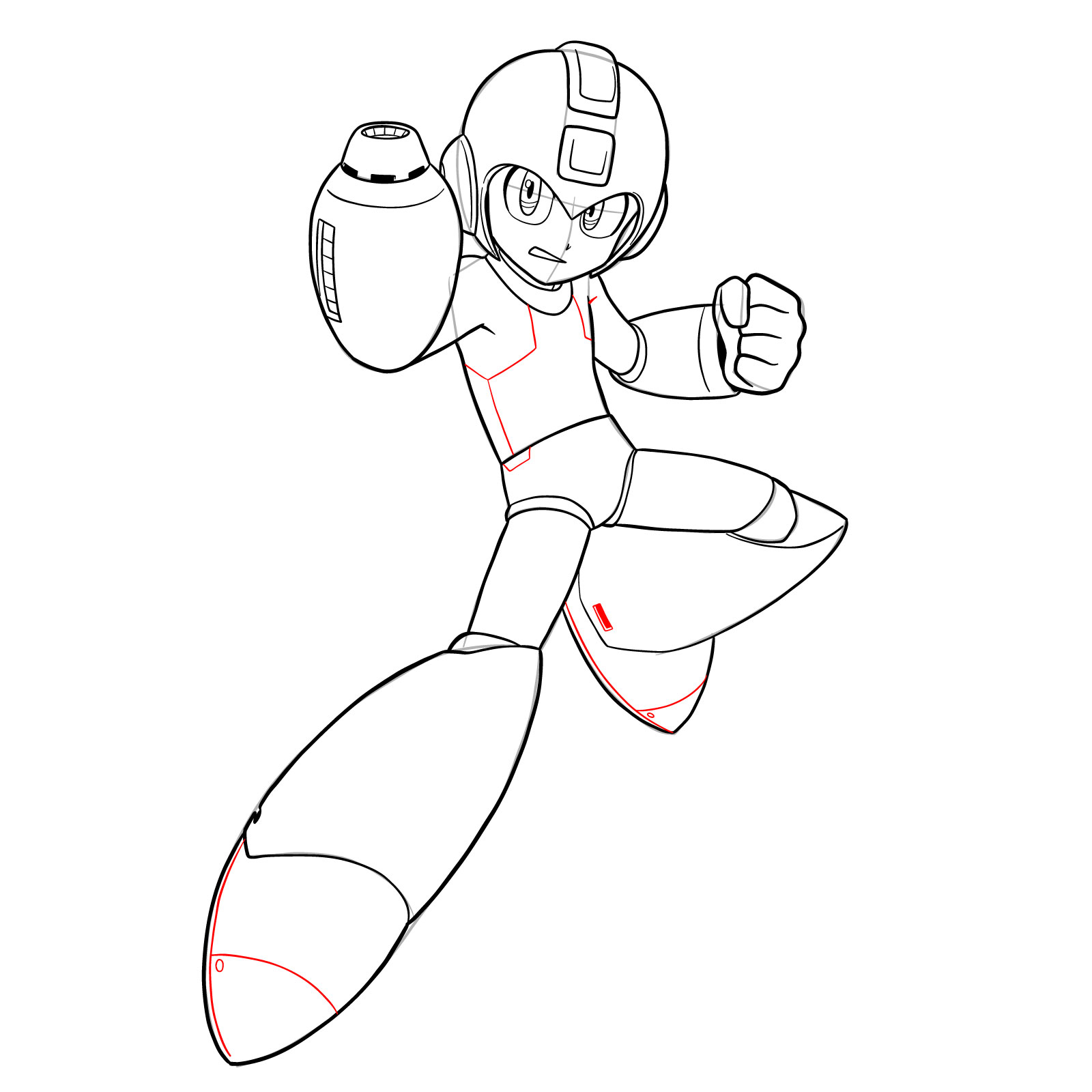 How to draw Mega Man from the 11th game - step 31