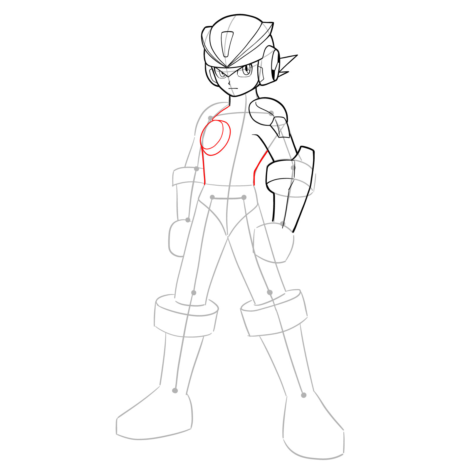 How to draw MegaMan.EXE ElecTeam Style - step 11