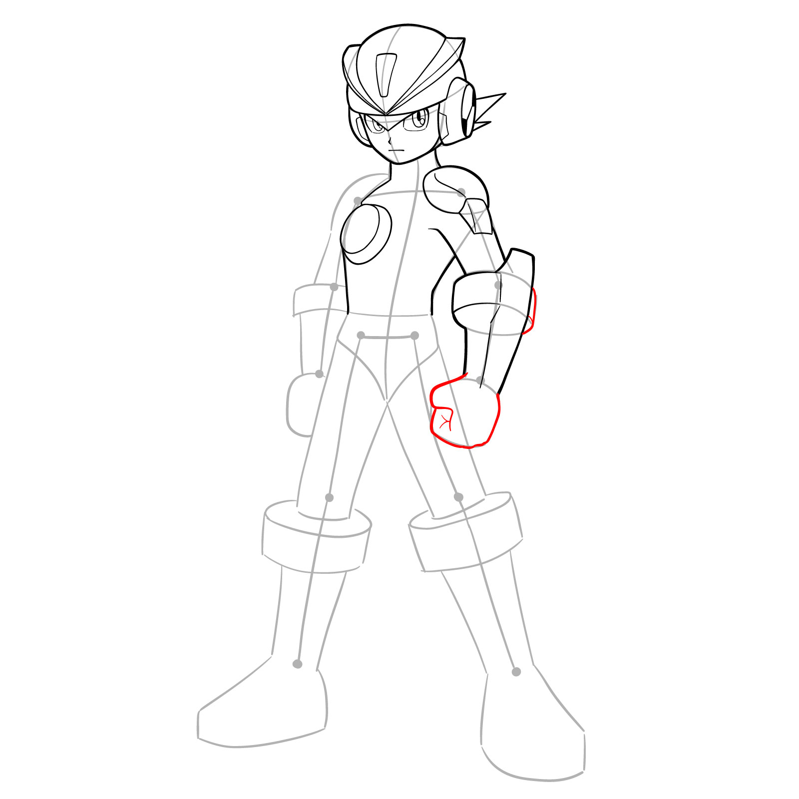 How to draw MegaMan.EXE ElecTeam Style - step 12