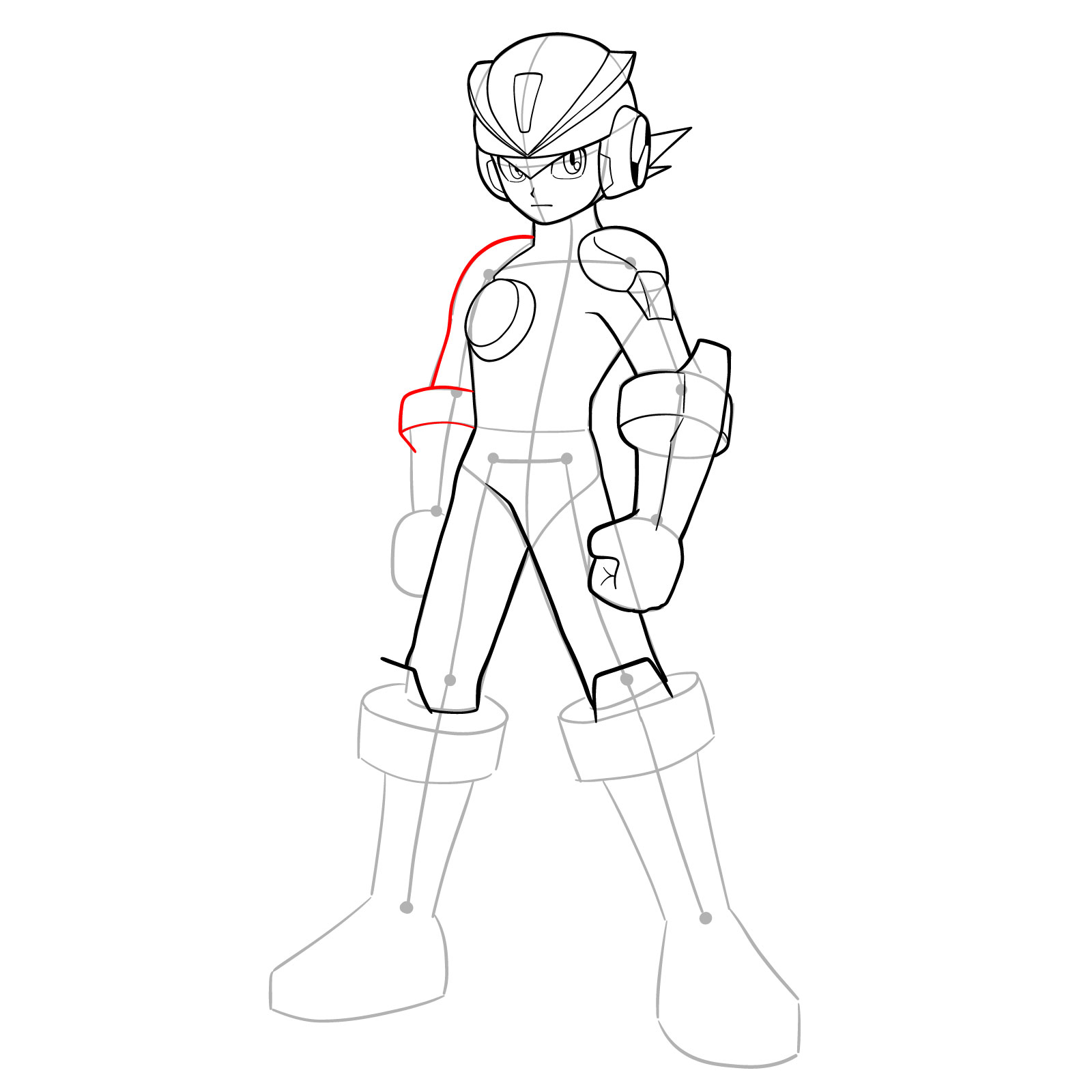 How to draw MegaMan.EXE ElecTeam Style - step 14