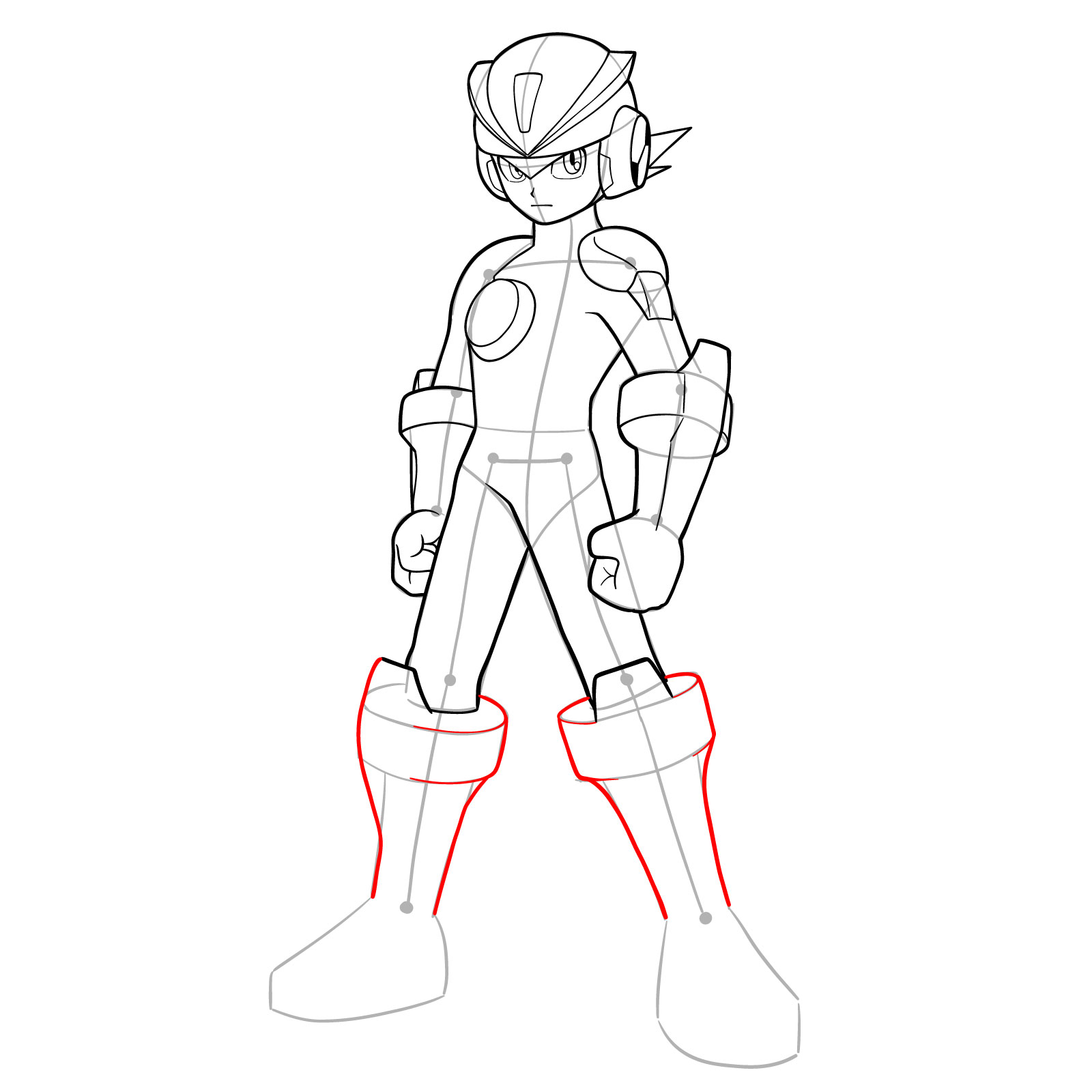 How to draw MegaMan.EXE ElecTeam Style - step 17