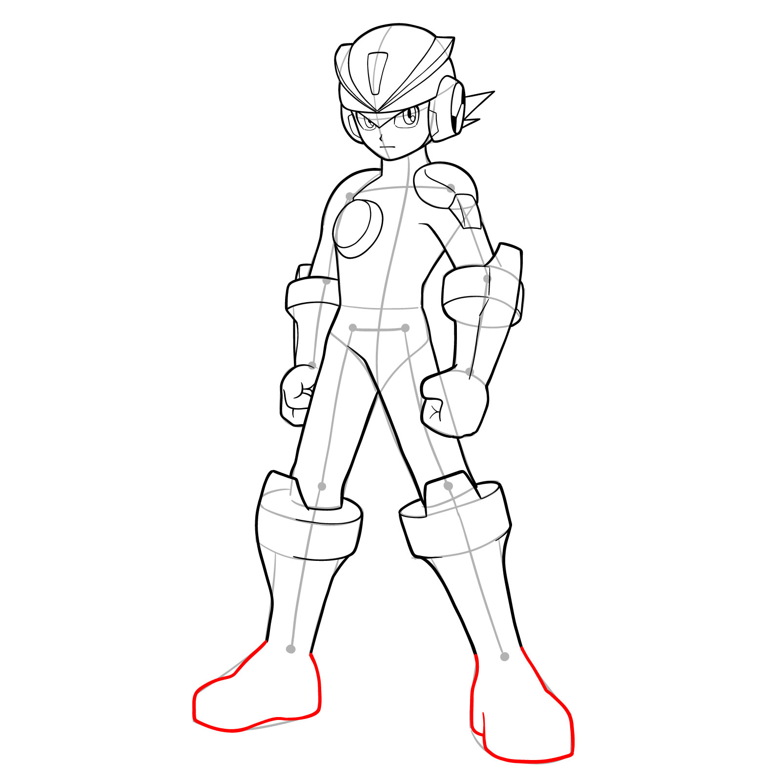 How to draw MegaMan.EXE ElecTeam Style - step 18