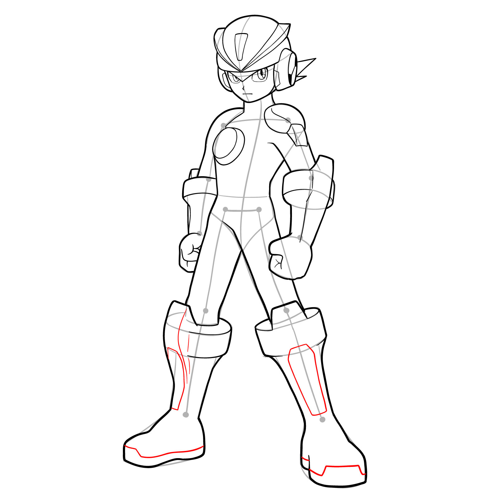 How to draw MegaMan.EXE ElecTeam Style - step 19