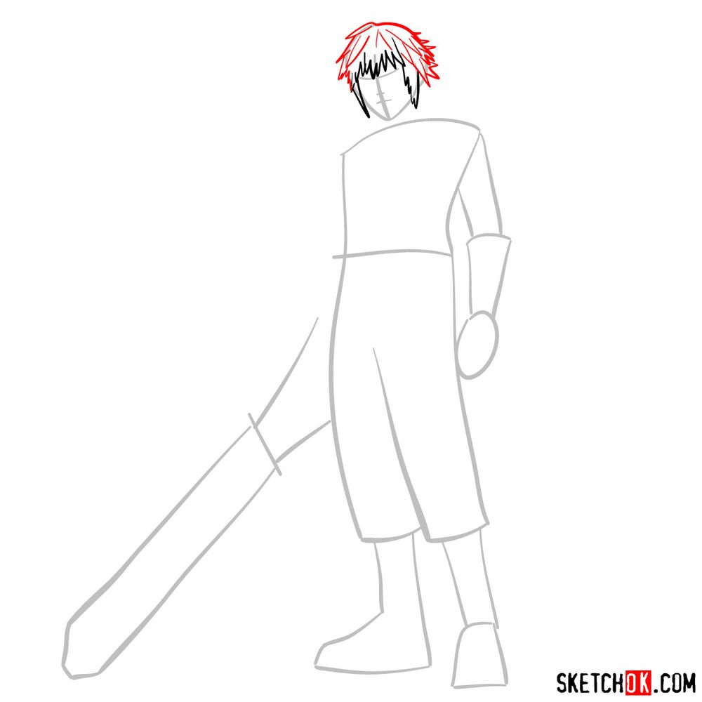 How to draw Riku - step 04