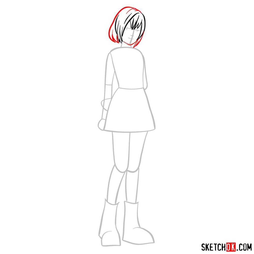 How to draw Kairi - step 04